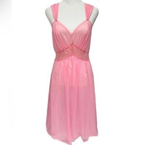 Vanity Fair Vintage Chiffon Lace Nightgown Slip Dress
